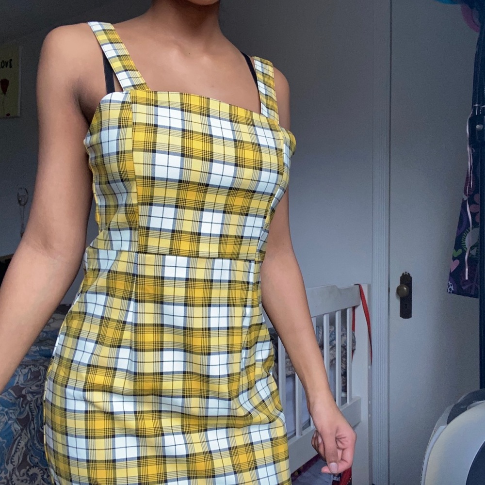 Yellow checkerboard dress